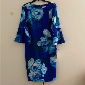 Blue floral Calvin Klein dress NWT